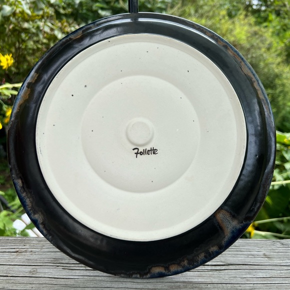 Kent Follette Pottery Crystalline Glaze Bread and Oil Dipping Plate 10.75” - Picture 10 of 16